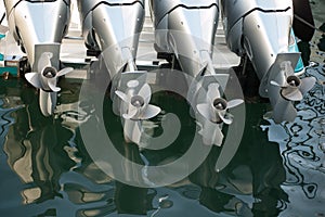 Propellers of the engines of a motorboat