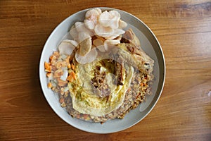 proper breakfast menu. a plate of fried rice.