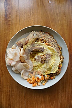 proper breakfast menu. a plate of fried rice.