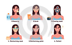 Proper skin care vector set