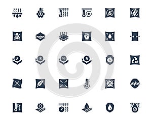 Properties of Fabrics and Clothes Icons in Glyph Style