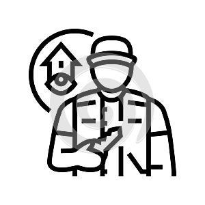 property caretaker repair worker line icon vector illustration