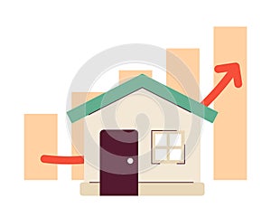 Property housing market rising graph 2D illustration concept