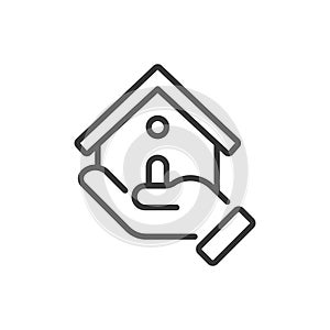 Property Insurance, icon in line design. Property, insurance, home, coverage, policy, risk, assets on white background photo