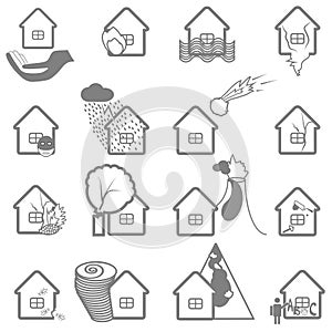 Property insurance icon set.