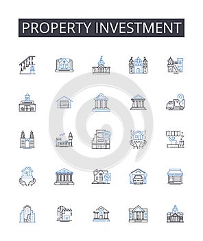 Property investment line icons collection. Fiction, Poetry, Prose, Novel, Genre, Plot, Character vector and linear