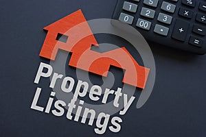 Property listings are shown using the text