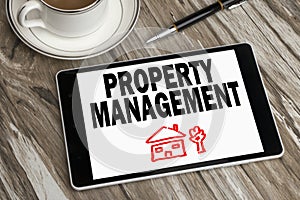 Property management displayed on tablet pc photo