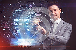 PROPERTY MANAGEMENT inscription, new business concept Business, Technology, Internet and network concept