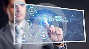 PROPERTY MANAGEMENT inscription, new business concept Business, Technology, Internet and network concept