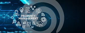 PROPERTY MANAGEMENT inscription, new business concept Business, Technology, Internet and network concept