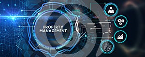 PROPERTY MANAGEMENT inscription, new business concept Business, Technology, Internet and network concept