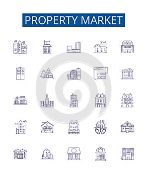 Property market line icons signs set. Design collection of real estate, property, housing, market, investments, sales