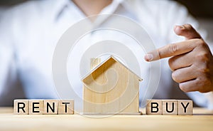 Property real estate concepts.rent or buy house.investment planning.banking and interest rate