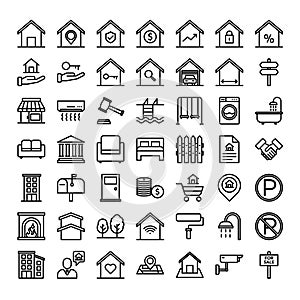 Property, Real Estate Outline Icon Set