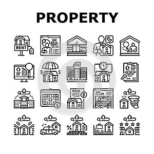 Property Rental Agency Collection Icons Set Vector