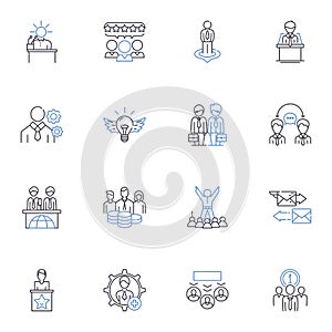 Property rental management software line icons collection. Rent, Tenants, Leases, Property, Vacancy, Maintenance, Owners