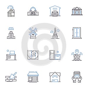 Property revamp line icons collection. Renovation, Refurbishment, Remodel, Rejuvenation, Upgrade, Restoration, Refit