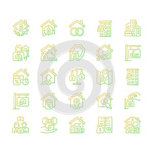 Property sale gradient linear vector icons set