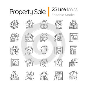 Property sale linear icons set