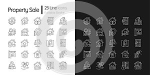 Property sale linear icons set for dark, light mode