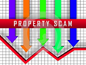 Property Scam Hoax Arrows Depicting Mortgage Or Real Estate Fraud - 3d Illustration