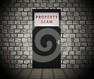 Property Scam Hoax Doorway Depicting Mortgage Or Real Estate Fraud - 3d Illustration