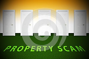 Property Scam Hoax Doorway Depicting Mortgage Or Real Estate Fraud - 3d Illustration