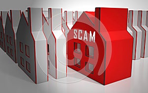 Property Scam Hoax Icon Depicting Mortgage Or Real Estate Fraud - 3d Illustration