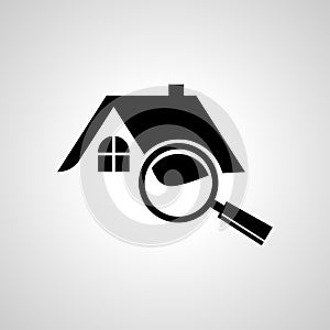 property search logo. house search simple icon. house isolated vector icon