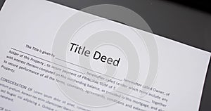 Property Title Deed. Real Estate Document photo