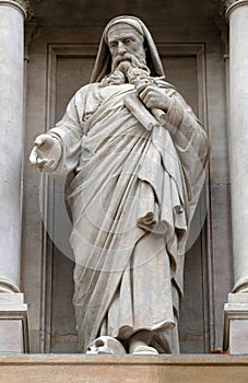 Prophet Ezekiel, statue on the facade of Saint Augustine church in Paris