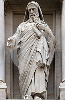 Prophet Ezekiel, statue on the facade of Saint Augustine church in Paris