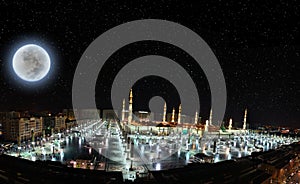 Prophet's Mosque in Medina at night