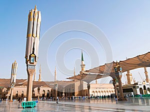 Prophet\'s Mosque in Medina, Saudi Arabia - Minarets and Light Towers
