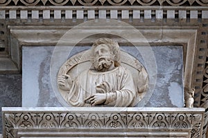 Prophet Zechariah, relief on the portal of the Cathedral of Saint Lawrence in Lugano