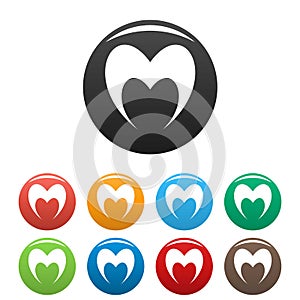 Prophetic heart icons set color vector