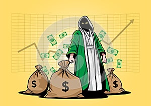 A prophets in robes with bags of money vector illustration