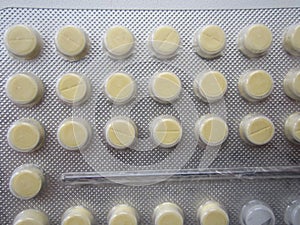 prophylactic medication in the form of tablets in plastic packaging