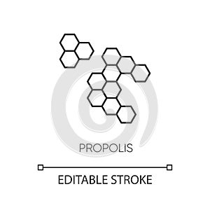 Propolis pixel perfect linear icon. Honey combs. Hive cell. Acne treatment component. Thin line customizable