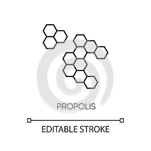 Propolis pixel perfect linear icon. Honey combs. Hive cell. Acne treatment component. Thin line customizable photo