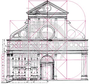 proportional layouts of the basilica of santa maria novella in florence photo