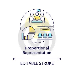 Proportional representation multi color concept icon