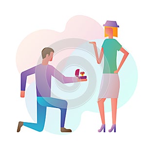 Proposal marriage, vector illustration flat design.