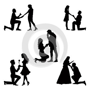 Proposal silhouette vector illustration set