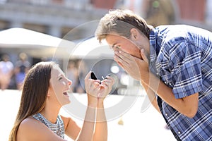 Proposal of a woman asking marry to a man