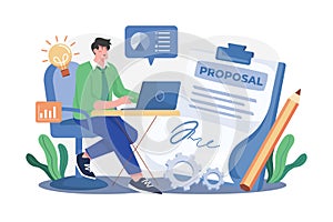 Proposal Writer Illustration concept. A flat illustration isolated on white background