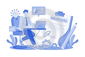 Proposal Writer Illustration concept on a white background