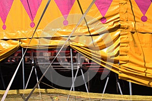 Propped up side of a circus tent