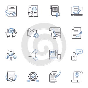 Proprietary information line icons collection. Confidentiality, Secrecy, Intellectual property, Trade secrets, Non